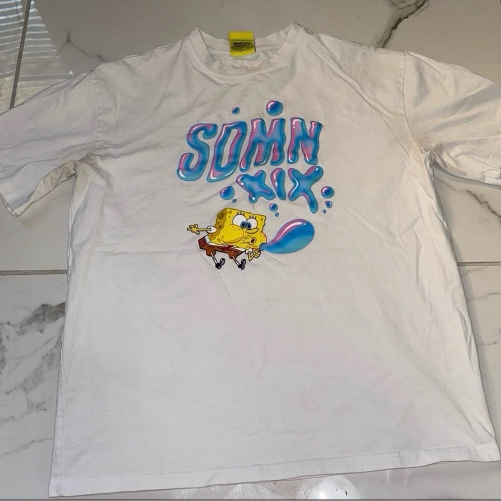 Sidemen X SpongeBob White color Tshirt U.K. Group Size Med used preowned with